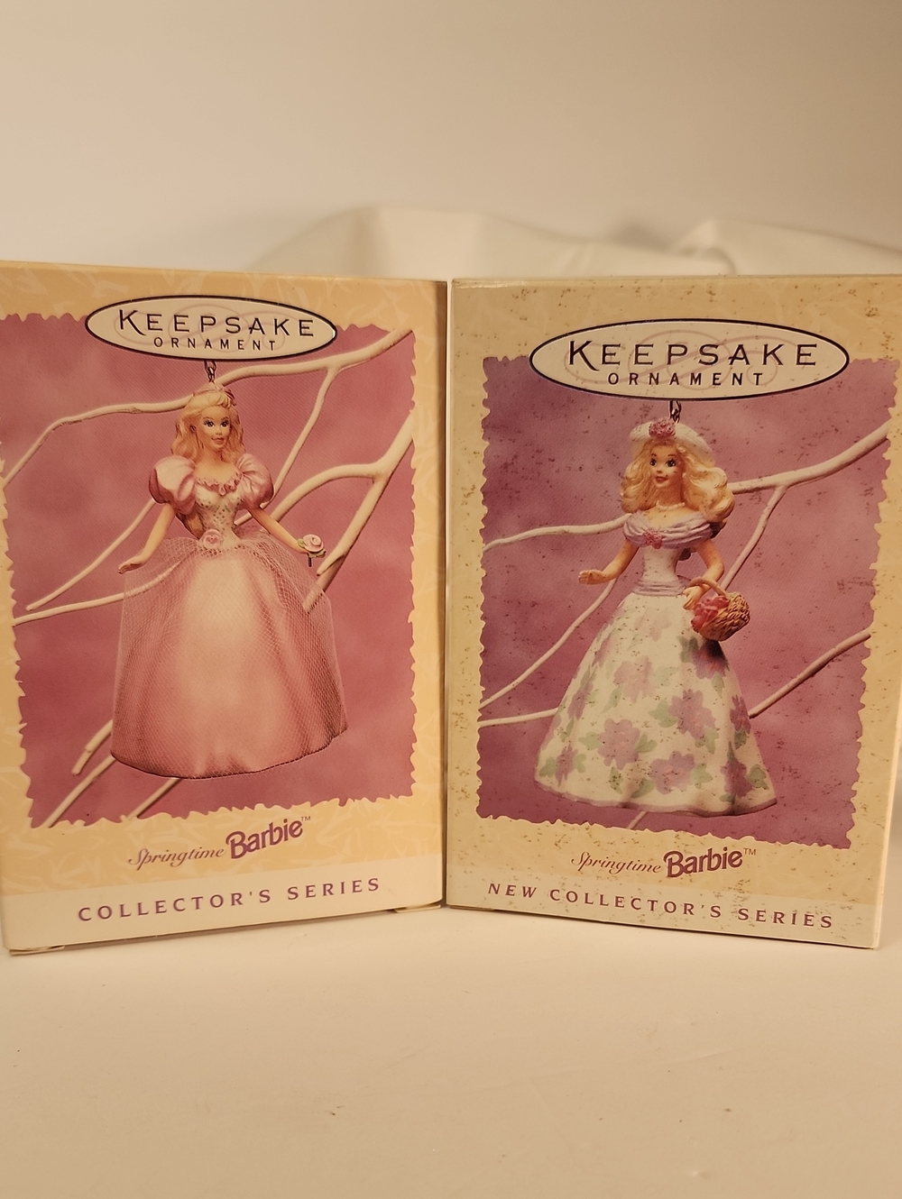 1995 & 1996 Keepsake Springtime Barbie Ornament - Pink & Floral